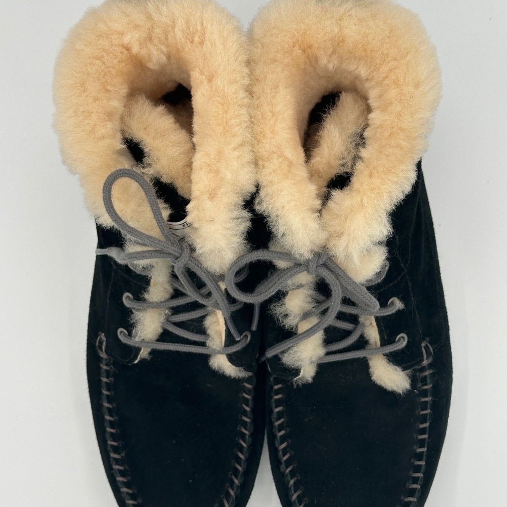 UGG Black and Cream Ankle Boots with Plush Lining